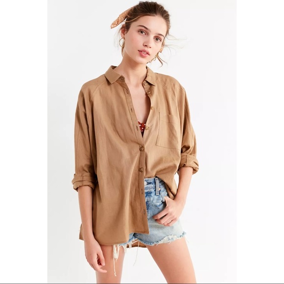 UO Brendan Button-Down Linen Shirt - Picture 4 of 4